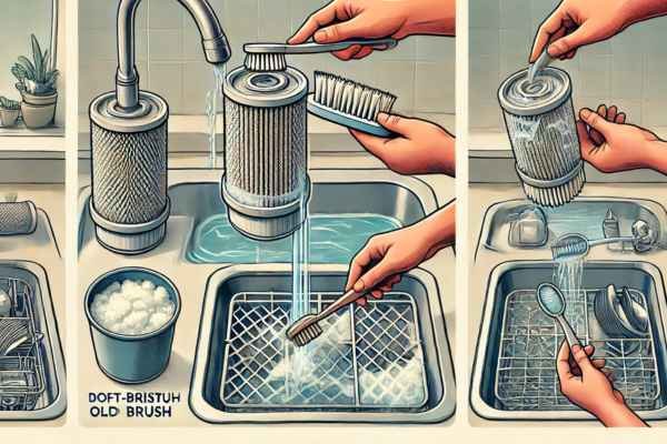 Step 3: Rinse and Scrub the Filter Gently